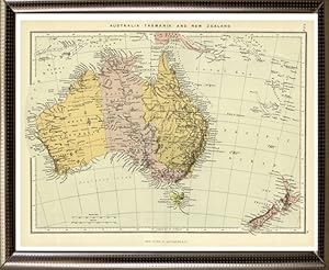 1800s Antique Map of Australia,Tasmania and New Zealand