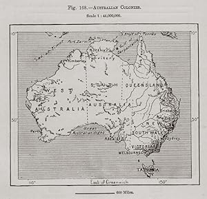 1800s Antique Map of the Australian Colonies