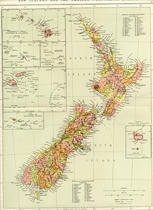 1800s Antique Map of New Zealand and Smaller Polynesian Islands