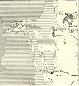 Perth on the southwestern coast of the Australian continent,1800s Antique Map