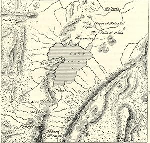 Lake Taupo in the North Island of New Zealand,1800s Antique Map