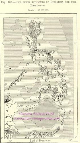 The Three Isthmuses of Indonesia and the Philippines,1800s Antique Map