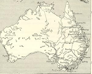 1800s Antique Map of the Australian Railways in 1887