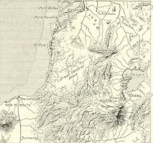 1800s Antique Map of King's Country in the central North Island of New Zealand.