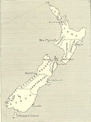 Antique Print of the Provinces of New Zealand in 1875