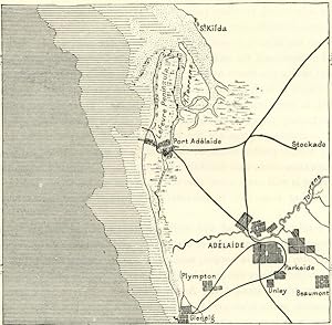 Adelaide in South Australia,1800s Antique Map