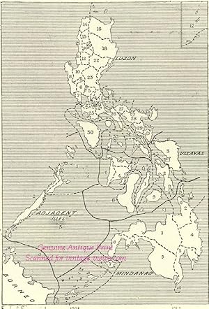 Provincial Divisions of the Philippines,1800s Antique Map