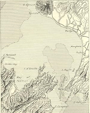 1800s Antique Map of Cook Strait in the North Island and the South Island of New Zealand