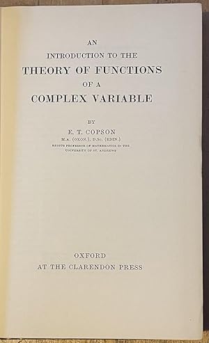 An Introduction to the Theory of Functions of a Complex Variable