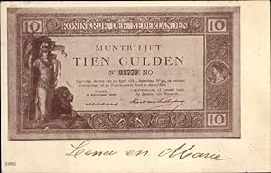 Ansichtskarte / Postkarte Koninkrijk der Niederlanden, Muntbiljet, Tien Gulden