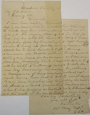 AUTOGRAPH LETTER, SIGNED 9 SEPTEMBER 1863 AT MADISON, FLORIDA, TO MAJOR P.W. WHITE AT QUINCY, FLO...