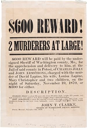 $600 REWARD! 2 MURDERERS AT LARGE! [caption title]