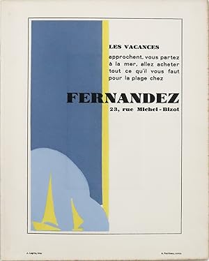 1920s French Art Deco Advertisement, "Les vacances approchent, vous partez à la mer, allez achete...
