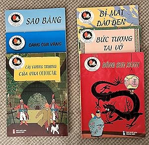 Set of 6 Tintin books in Vietnamese from Vietnam. The Blue Lotus, The Broken Ear, The Black Islan...