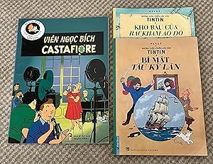Set of 3 Tintin books in Vietnamese from Vietnam. The Secret Of The Unicorn, Red Rackham's Treasu...
