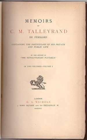Memoirs of C. M. Talleyrand de Périgord (2 Volumes)