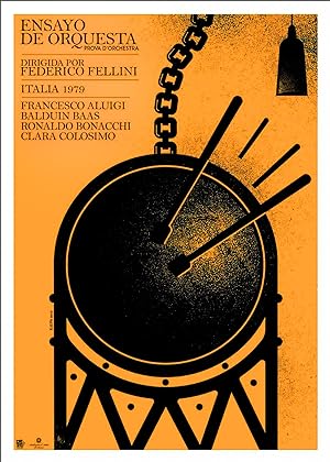2019 Cuban Film Poster, ENSAYO DE ORQUESTA (ORCHESTRA REHEARSAL) by Fellini