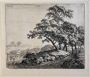 Antique print, etching | Landscape with a flock of sheep, published ca. 1680, 1 p.