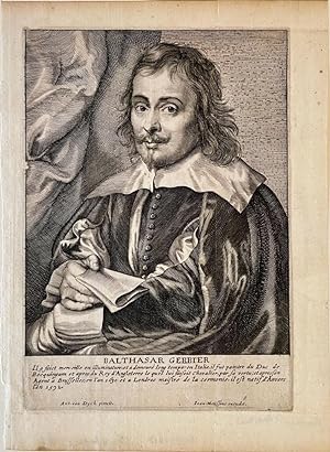 Antique print, engraving I Portrait of Balthazar Gerbier, published 1649, 1 p.