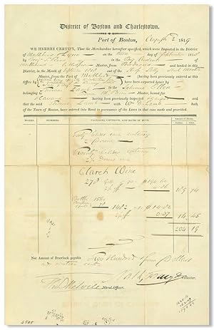 [Printed Form, Signed]: DISTRICT OF BOSTON AND CHARLESTOWN, PORT OF BOSTON . [caption title]