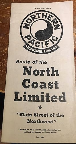 Northern Pacific. Yellowstone Park Line. Timetable pamphlet