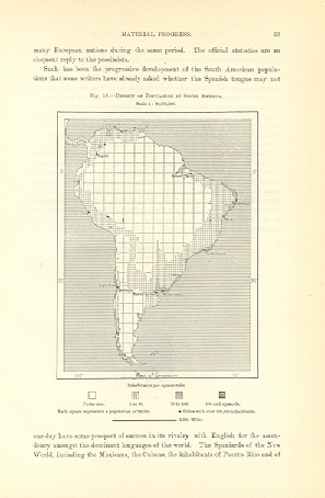 1894 Antique Map of the Population Density of South America