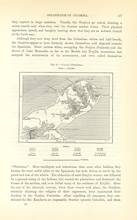 1894 Antique Map of The Guajira Peninsula in northern Colombia