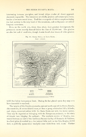 1894 Antique Map of The Sierra Nevada de Santa Marta