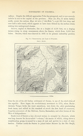 Chiquinquira Lake and Lake Fuquene in the Boyaca Department of Colombia, 1894 Antique Map