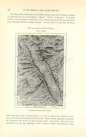 1894 Antique Map of the The Drainage area of Huaylas