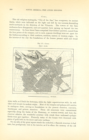 Cuzco, in Peru,1894 Antique Map and City Plan