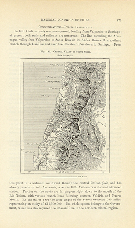 1894 Antique Map of The Central Valley of South Chile