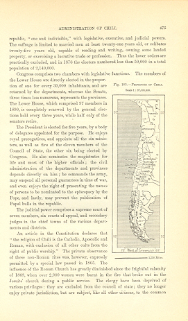 1894 Antique Map of the Chile Provinces