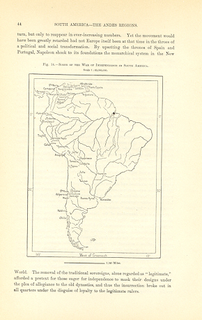 Scene of the War of Independence in South America,1894 Antique Map