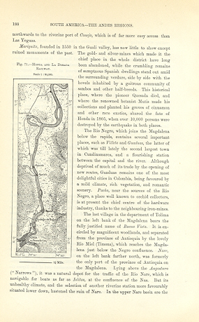 1894 Antique Map of The Honda and La Dorada Railway