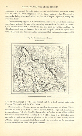1894 Antique Map of The Ramifications of Mompos in Colombia