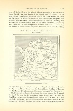 Chief Indian Nations and Tribes of Columbia,1894 Antique Map
