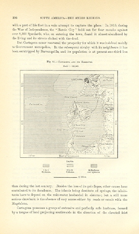 Cartegena and it's Harbours in Colombia,1894 Antique Map