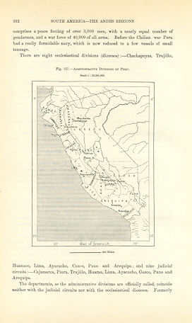 1894 Antique Map of the Administrative Divisions in Peru