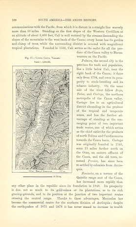 1894 Antique Map of The Upper Cauca Valley in Colombia