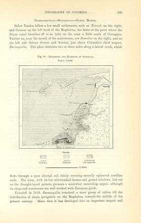 Savanilla Harbours and Roadstead in Columbia,1894 Antique Map