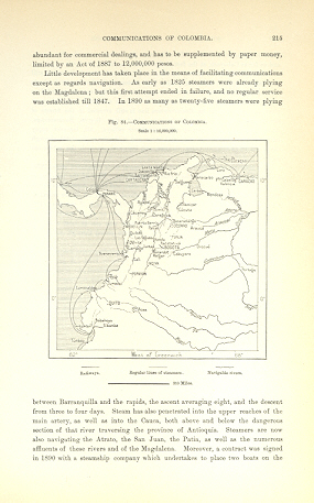 1894 Antique Map of the Types of Communications of Colmbia