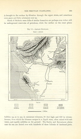 1894 Antique Map of The Amotape Mountains in Peru