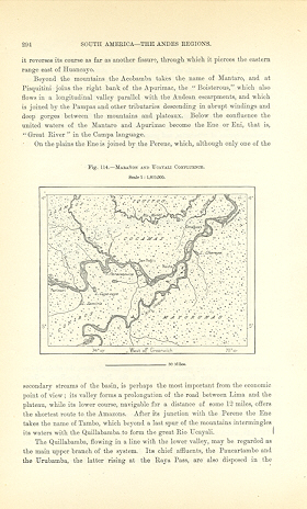 1894 Antique Map of The Maranon and Ucayali Confluence in Peru