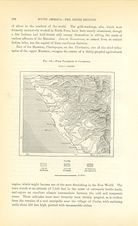 Route from Pacasmayo to Cajamarca in Peru,1894 Antique Map