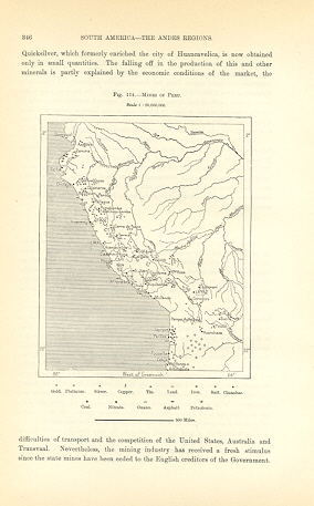 1894 Antique Map of the Mines in Peru