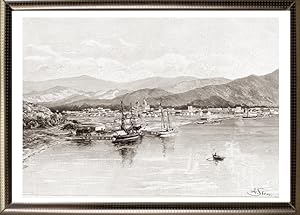 1894 Antique Print of Santa Marta in Colombia
