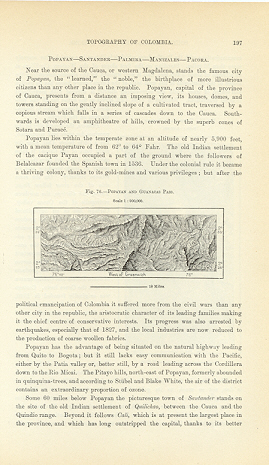 1894 Antique Map of The Popay?n Pass and Guancas Pass in Columbia