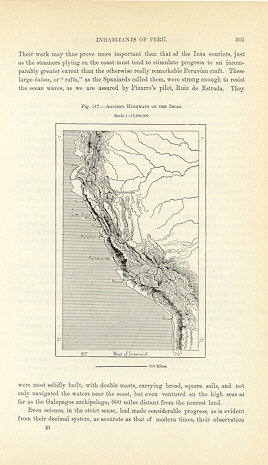 1894 Antique Map of the Ancient Highways of the Incas
