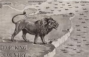 For King & Country Kent London Lion Antique War Map Postcard
